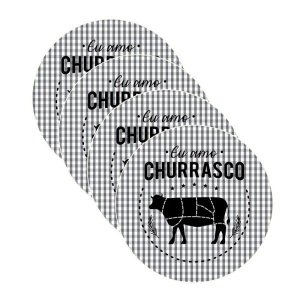 Sousplat Churrasco Preto - 4 Peças - sem Base