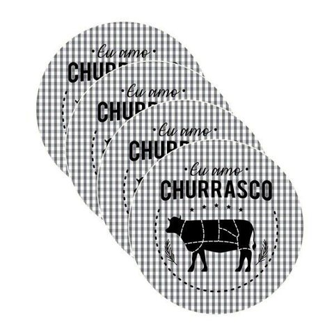 Sousplat Churrasco Preto - 4 Peças - sem Base