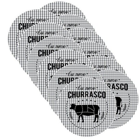 Sousplat Churrasco Preto - 12 Peças - com Base