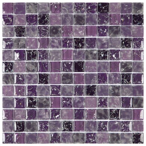 Pastilha de Vidro Ice de 30cm x 30cm Rende Glass Mosaic Roxo/Lilás