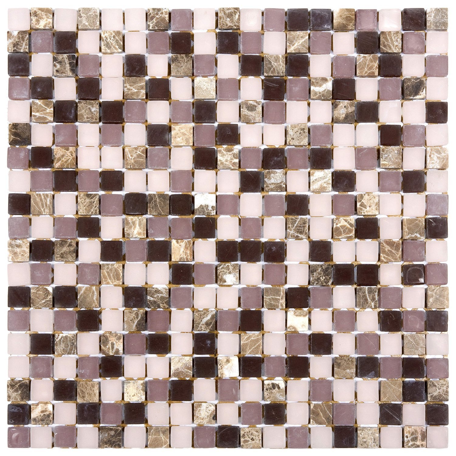 Pastilha Mesclada de Mármore e Vidro 31cm x 31cm Stone Glass Mosaic (Placas) - 1