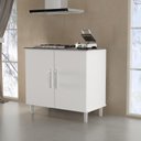 Ver imagem 2 de Balcão Gabinete para Cooktop de 4 Bocas Luan. 02 Portas Cor Branco Brilho com Tampo Marmorizado Pass