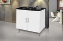 Ver imagem 5 de Balcão Gabinete para Cooktop de 4 Bocas Luan. 02 Portas Cor Branco Brilho com Tampo Marmorizado Pass