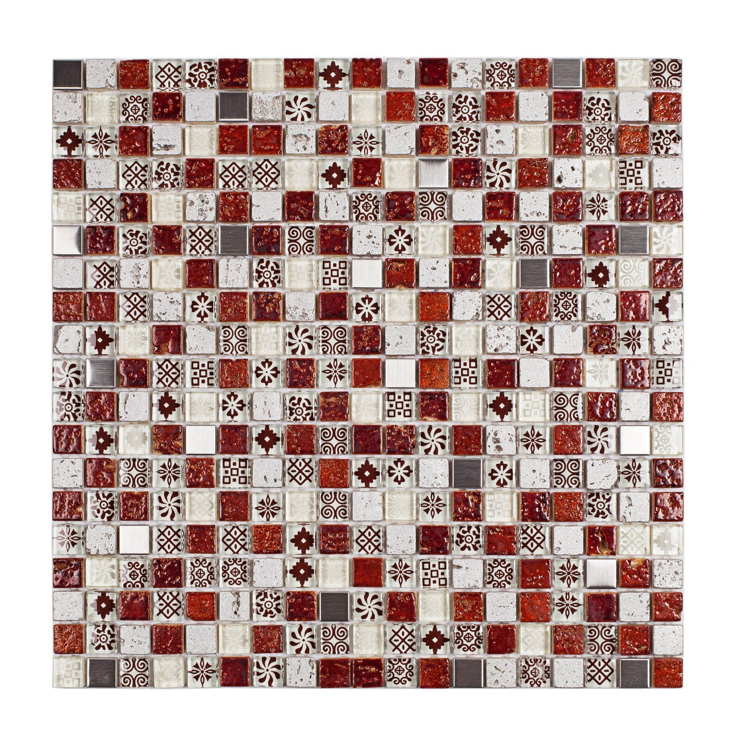 Pastilha Mesclada de Mármore, Vidro e Metal 30cm x 30cm Machu Picchu Glass Mosaic (Placas) - 1