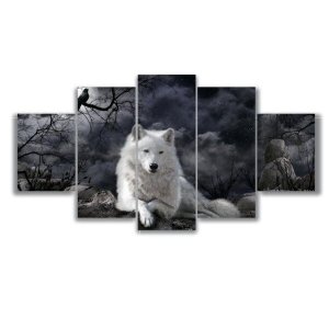 Kit Quadros Decorativos Sala Lobo Branco Mosaico