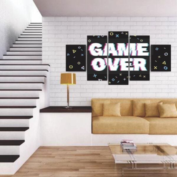 Quadros Decorativos MDF Game Over Colorido Jogos Gamer Sala Quarto - 5