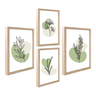 Kit Luxo 4 Quadros Verde Folhagens Abstrato Boho Bege Sala Cozinha com Moldura Caixa Alta 40cm Ref02 - 1