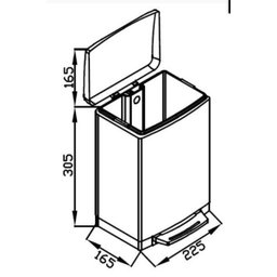 Lixeira inox com pedal retangular Slim Black Matte 6 litros - 2