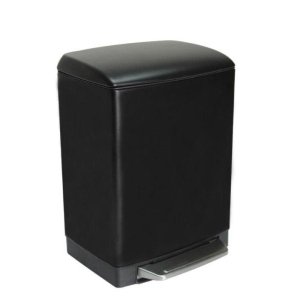 Lixeira inox com pedal retangular Slim Black Matte 6 litros
