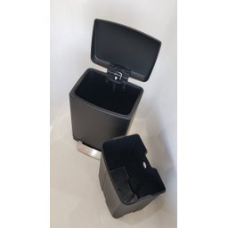 Lixeira inox com pedal retangular Slim Black Matte 6 litros - 6