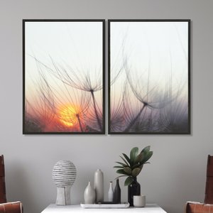 Quadro Dente-de-leão Ao Entardecer Duplo 50x70 - 2 Peças