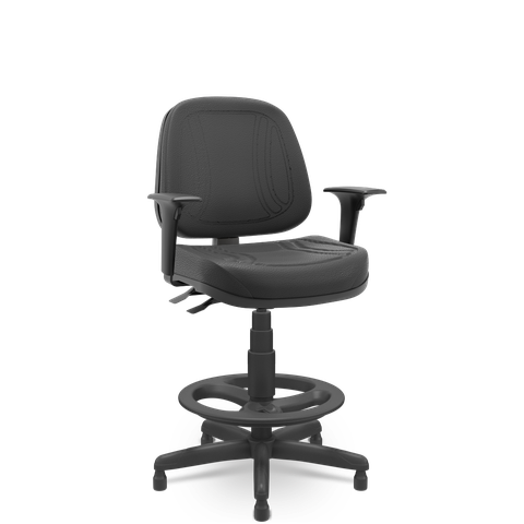 Cadeira Plaxmetal Premium Caixa Alta Back System NR17 Ergonômica Vinil Preto T19 com Braços