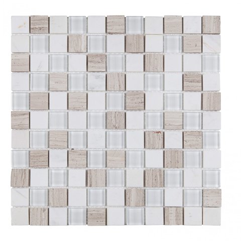 Pastilha de Vidro e Mármore de 29cm X 29cm Rende Glass Mosaic