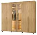 Ver imagem 2 de Guarda Roupa Belgica Cinamomo 06 Portas Casal com 02 Portas Vidro Reflecta LED e Pes