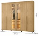 Ver imagem 3 de Guarda Roupa Belgica Cinamomo 06 Portas Casal com 02 Portas Vidro Reflecta LED e Pes