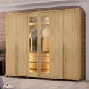 Ver imagem 1 de Guarda Roupa Belgica Cinamomo 06 Portas Casal com 02 Portas Vidro Reflecta LED e Pes