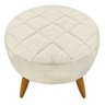 Puff Banqueta Redondo Maitê Linho Bege Palha - 1