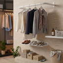 Ver imagem 2 de Arara Cabideiro 60cm para Roupas Loja Closet + Prateleira 60cm Multiuso Fixação de Parede Branco