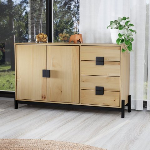 Balcão Madeira 2 Portas 4 Gavetas | Alla