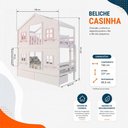Ver imagem 3 de Beliche Infantil Solteiro Casinha Dos Sonhos com Gavetas Madeira Maciça Branco Rosa Housin