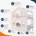 Ver imagem 6 de Beliche Infantil Solteiro Casinha Dos Sonhos com Gavetas Madeira Maciça Branco Rosa Housin