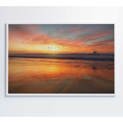 Quadro Litoral no Pôr do Sol - 60x40 Cm - Adesivo Fotográfico