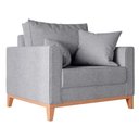 Ver imagem 2 de Kit Sofá 2 Lugares e 2 Poltronas Beny com Base de Madeira Linho Cinza