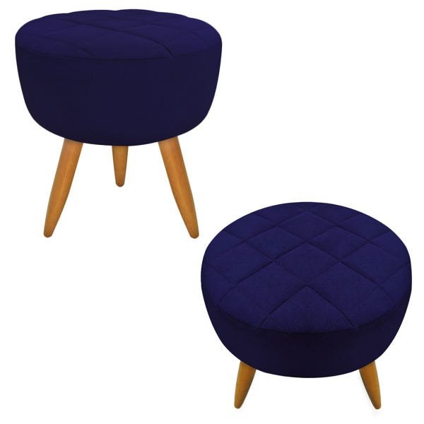 Puff Banqueta Jade Confort Decorativa Quarto Sala Suede Azul