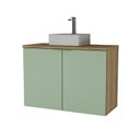 Ver imagem 2 de Gabinete de Banheiro cm Cuba 90cm Nature Marrom/Carvalho/Verde