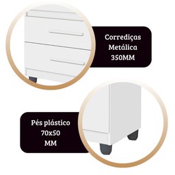 Comoda Prata Cor:branco Mizza Decor- Armário para Quarto - 4