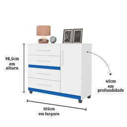 Comoda Prata Cor:branco Mizza Decor- Armário para Quarto - 6