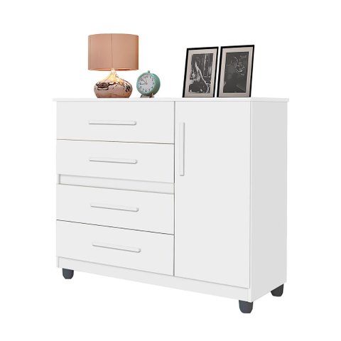 Comoda Prata Cor:branco Mizza Decor- Armário para Quarto