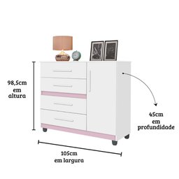 Comoda Prata Cor:branco Mizza Decor- Armário para Quarto - 8