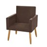 Poltrona Decorativa Nina Pés Madeira Suede Marrom Claro Escritório Recepção - 1