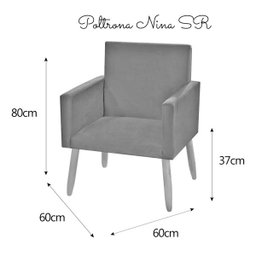 Poltrona Decorativa Nina Pés Madeira Suede Marrom Claro Escritório Recepção - 3