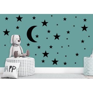 78 Adesivos Vinil Decoração de Parede Céu Estrelado Lua:vermelho