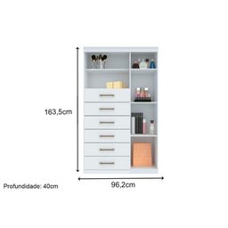 Cômoda Juvenil Marabá 1.6 1 Porta e 6 Gavetas C/ Pés Branco - Santos Andirá - 2