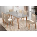 Ver imagem 1 de Conjunto: Mesa de Cozinha Havana Curvo 180cm + 6 Cadeiras Maldivas Naturale/Off White - Suede Creme