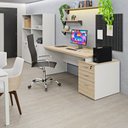 Ver imagem 5 de Mesa de Escritório Pedestal Office 3 Gavetas 190cm Dubai e Branco Bege