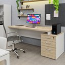 Ver imagem 4 de Mesa de Escritório Pedestal Office 3 Gavetas 190cm Dubai e Branco Bege