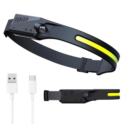 Lanterna de Cabeça Sensor Movimento Multiuso Ajustavel Led Cob XPE Atividades Noturnas Ciclismo