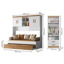 Ver imagem 5 de Dormitório Ônix Guarda Roupa, Aéreo 4 Portas e Bicama Flex Nature/branco com Colchões Physical