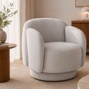 Ver imagem 2 de Poltrona Decorativa Oliva Base Giratória Linho Cinza Claro - Sallar Home