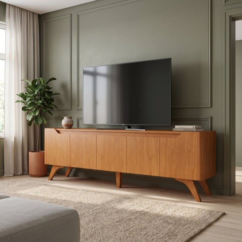 Rack para TV até 75 Polegadas 4 Portas 220cm com 1 Gaveta