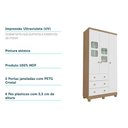 Ver imagem 3 de Guarda Roupa 3 Portas C/ (2 Cristal) e 3 Gavetas Uli Branco/amendoa - Peroba