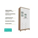 Ver imagem 4 de Guarda Roupa 3 Portas C/ (2 Cristal) e 3 Gavetas Uli Branco/amendoa - Peroba