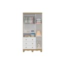 Ver imagem 7 de Guarda Roupa 3 Portas C/ (2 Cristal) e 3 Gavetas Uli Branco/amendoa - Peroba