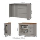 Ver imagem 4 de Bancada de Cozinha Kit Ilha Gourmet Americana 2 Portas 3 Gavetas Ripado Nature/cinza - Henn