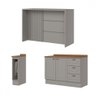 Bancada de Cozinha Kit Ilha Gourmet Americana 2 Portas 3 Gavetas Ripado Nature/cinza - Henn - 2