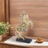 Escultura Cavalo Decorativo em Resina Bege e Dourado 30cm - 2